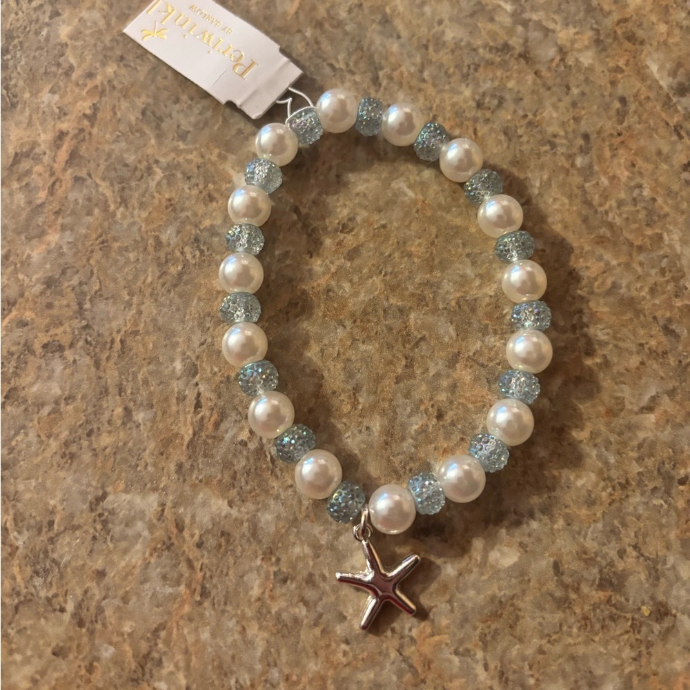 Periwinkle Beaded Bracelet with Starfish Charm NWT